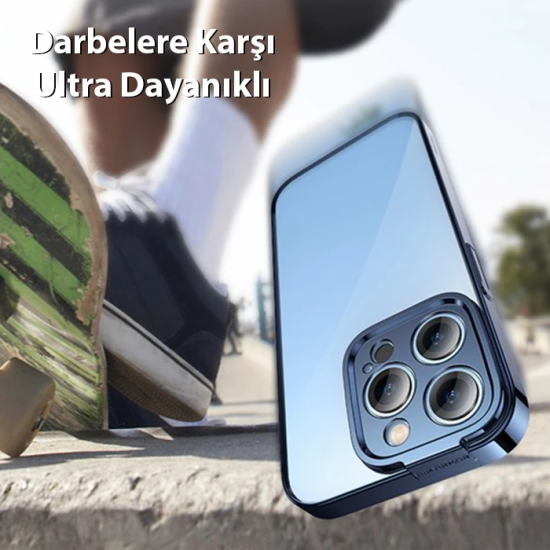 Baseus Glitter iPhone 14 Pro Max 6.7 Renkli Kenar Silikon Kılıf + Temp