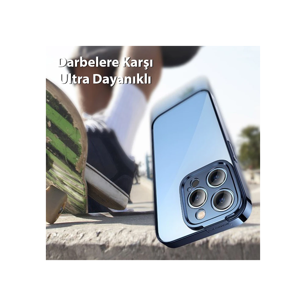 Baseus Glitter iPhone 14 Pro Max 6.7 Renkli Kenar Silikon Kılıf + Temp