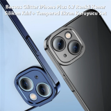 Baseus Glitter iPhone 14 Plus 6.7 Renkli Kenar Silikon Kılıf + Tempere