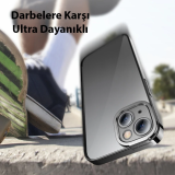 Baseus Glitter iPhone 14 Plus 6.7 Renkli Kenar Silikon Kılıf + Tempere