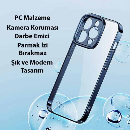 Baseus Glitter iPhone 14 Pro Max 6.7 Renkli Kenar Silikon Kılıf + Temp