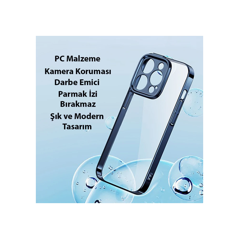 Baseus Glitter iPhone 14 Pro Max 6.7 Renkli Kenar Silikon Kılıf + Temp