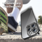 Baseus Glitter iPhone 14 Pro 6.1 Renkli Kenar Silikon Kılıf + Tempered