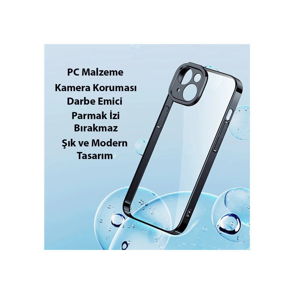 Baseus Glitter iPhone 14 6.1 Renkli Kenar Silikon Kılıf + Tempered Ekr