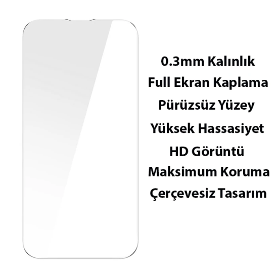 Baseus Glitter iPhone 14 Pro 6.1 Renkli Kenar Silikon Kılıf + Tempered