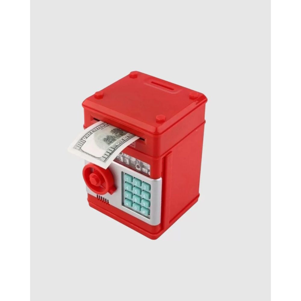 Kırmızı ATM Tasarımlı Şifreli Para Kasası Kumbara