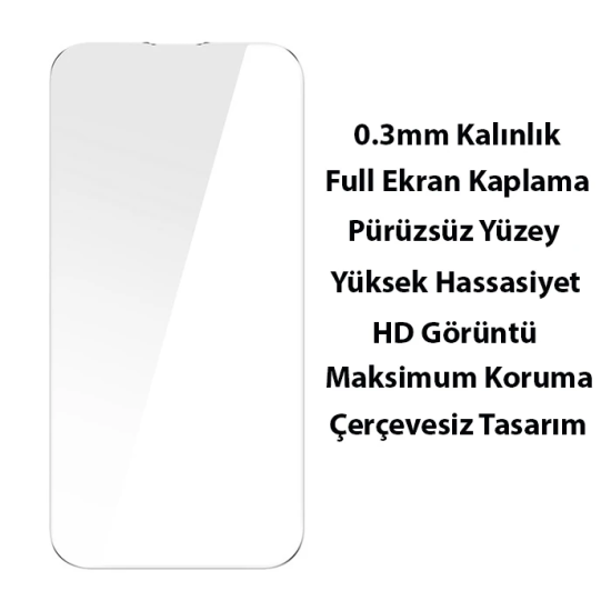 Baseus Glitter iPhone 14 6.1 Renkli Kenar Silikon Kılıf + Tempered Ekr