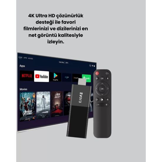 4K Ultra HD Android TV Stick – Tak Çalıştır Akıllı TV Cihazı