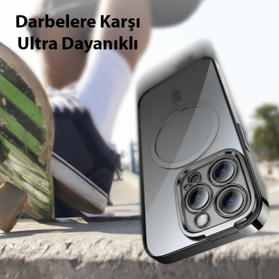 Baseus Glitter iPhone 14 Pro Max 6.7 Magsafe Silikon Kılıf + Tempered 