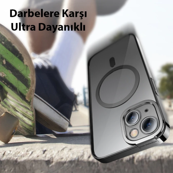 Baseus Glitter iPhone 14 Plus 6.7 Magsafe Silikon Kılıf + Tempered Ekr