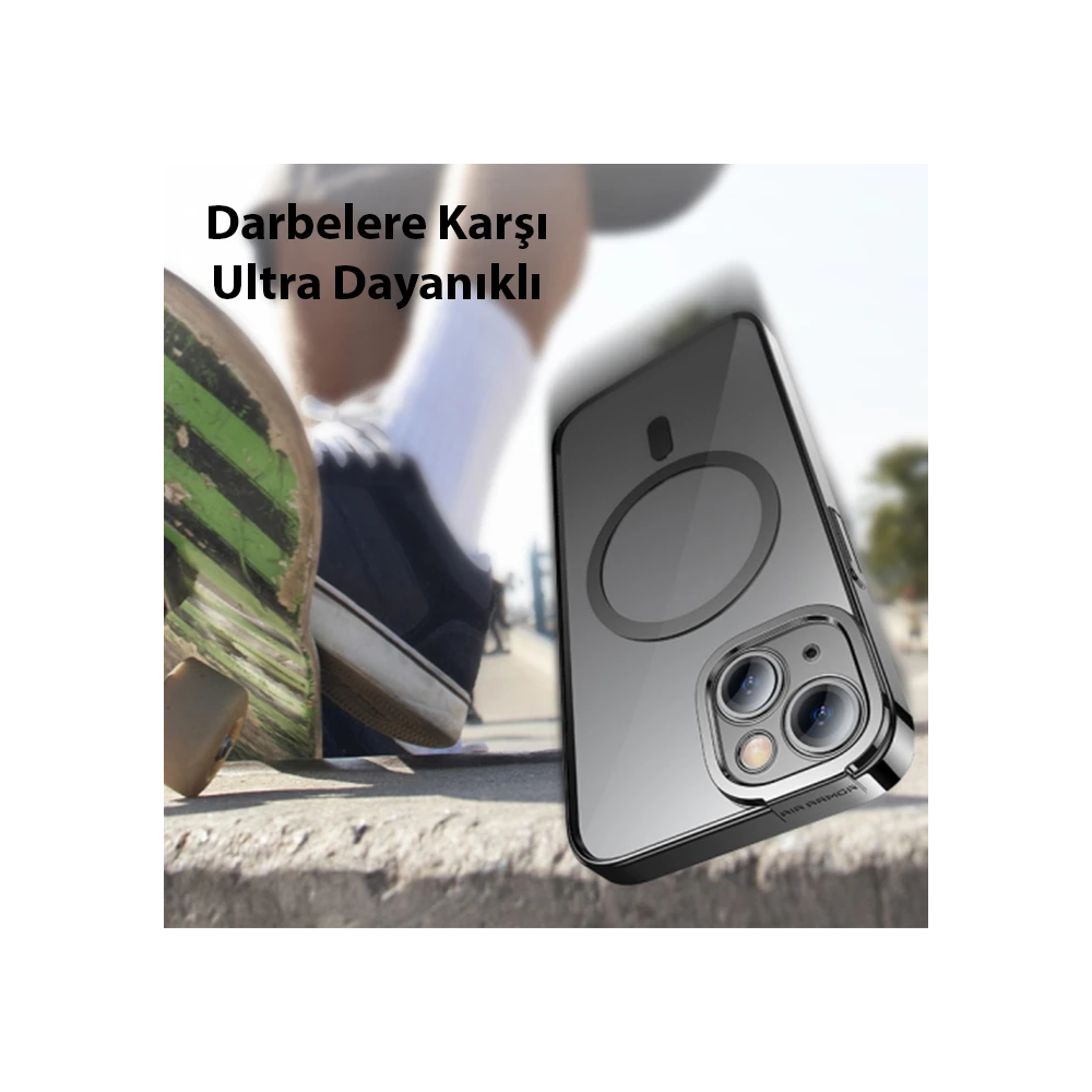 Baseus Glitter iPhone 14 Plus 6.7 Magsafe Silikon Kılıf + Tempered Ekr