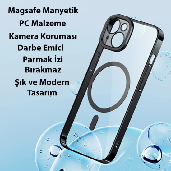 Baseus Glitter iPhone 14 Plus 6.7 Magsafe Silikon Kılıf + Tempered Ekr