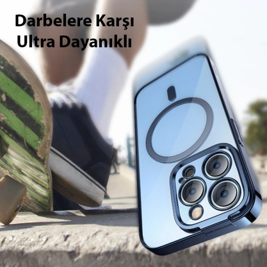 Baseus Glitter iPhone 14 Pro 6.1 Magsafe Silikon Kılıf + Tempered Ekra