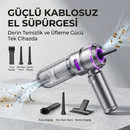 Kablosuz El Tipi Çoklu Başlıklı Süpürge