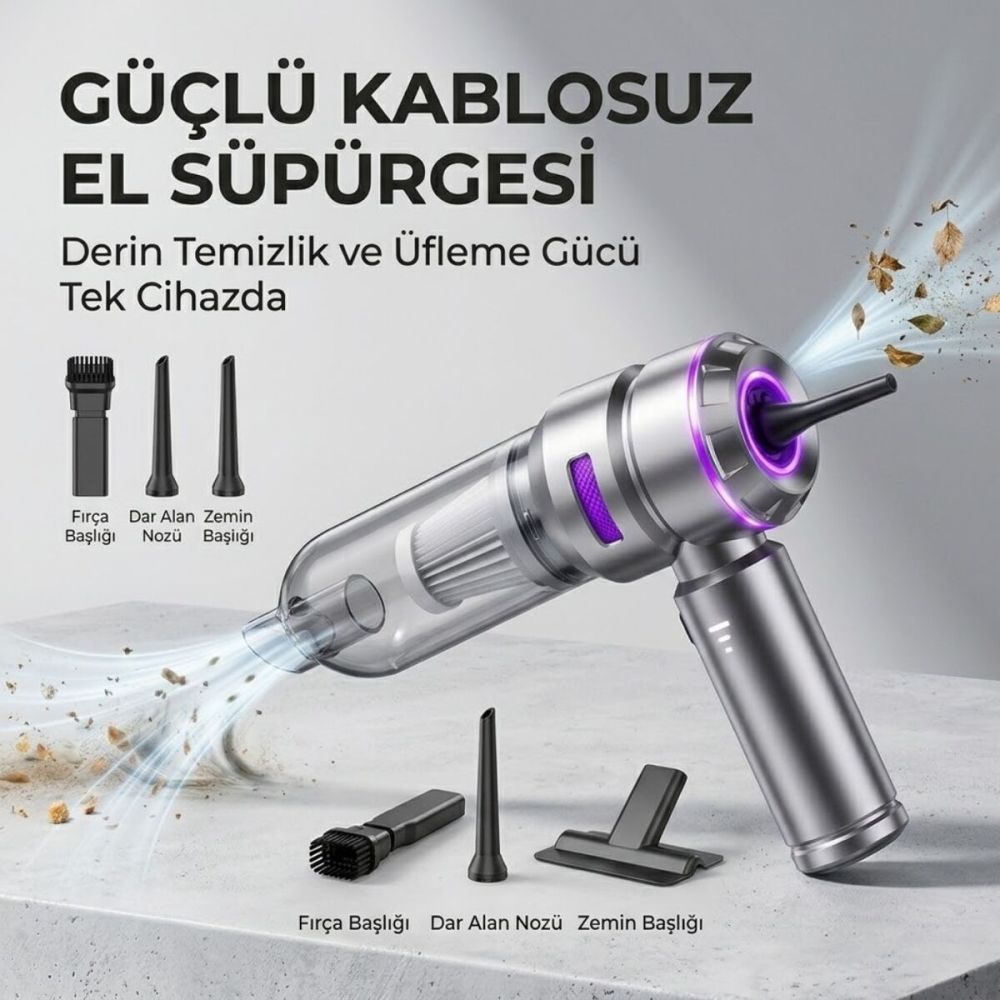 Kablosuz El Tipi Çoklu Başlıklı Süpürge