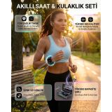 Bluetooth Kulaklıklı Akıllı Saat Seti Yüksek Ses Kalitesi ve 3D Ekran