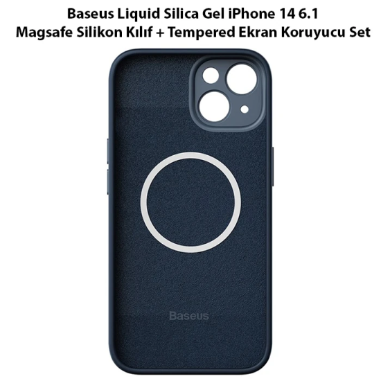 Baseus Liquid Silica Gel iPhone 14 6.1 Magsafe Silikon Kılıf + Tempere
