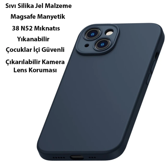 Baseus Liquid Silica Gel iPhone 14 6.1 Magsafe Silikon Kılıf + Tempere