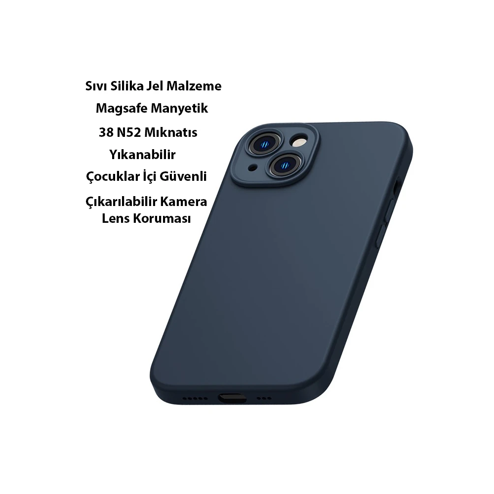 Baseus Liquid Silica Gel iPhone 14 6.1 Magsafe Silikon Kılıf + Tempere
