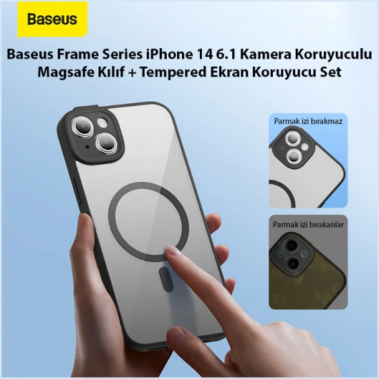 Baseus Frame Series iPhone 14 6.1 Kamera Koruyuculu Magsafe Kılıf + Te