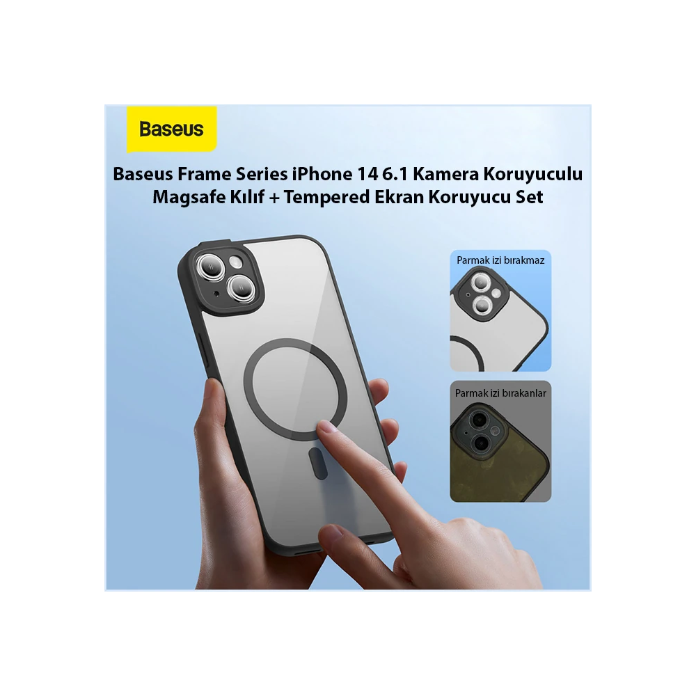 Baseus Frame Series iPhone 14 6.1 Kamera Koruyuculu Magsafe Kılıf + Te