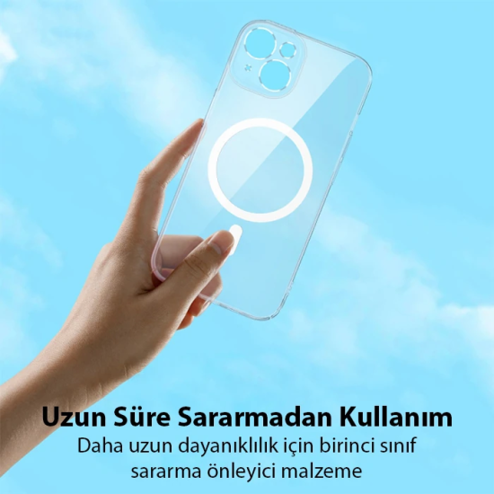 Baseus Crystal iPhone 14 6.1 Magsafe Silikon Kılıf + Tempered Ekran Ko