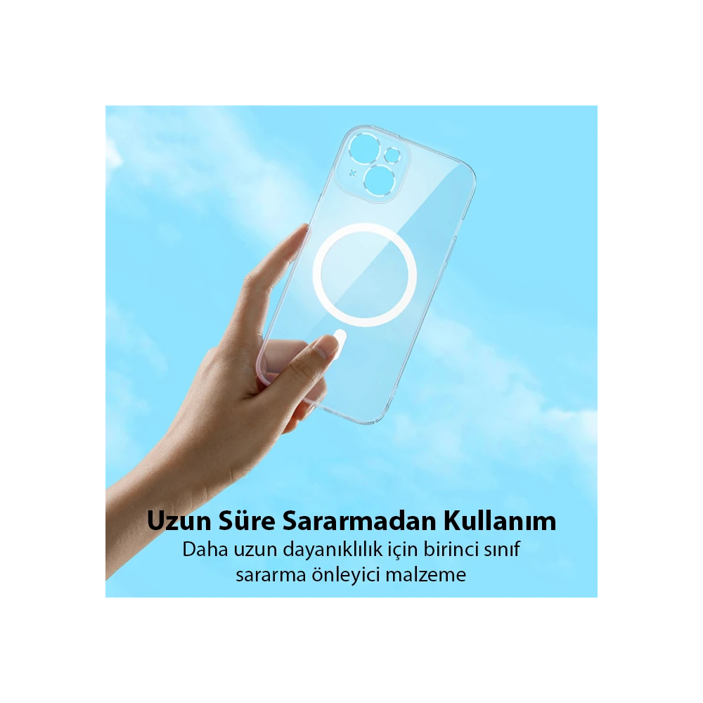 Baseus Crystal iPhone 14 6.1 Magsafe Silikon Kılıf + Tempered Ekran Ko