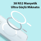 Baseus Crystal iPhone 14 6.1 Magsafe Silikon Kılıf + Tempered Ekran Ko