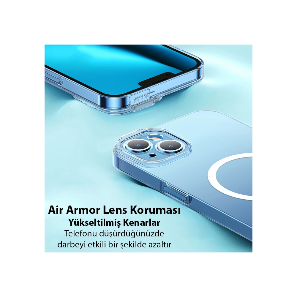 Baseus Crystal iPhone 14 6.1 Magsafe Silikon Kılıf + Tempered Ekran Ko