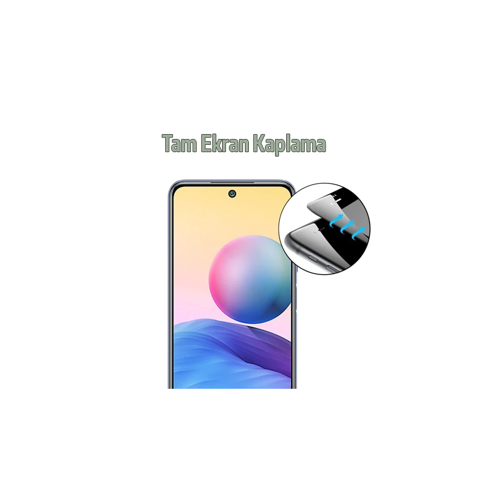 Xiaomi Redmi Note 10 Full Glue Full Kaplama Tempered Cam Ekran Koruyuc