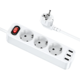 HOCO NS2 3'lü Priz 3 USB 4000W 1.8 Metre Şarj Uzatma Kablosu Akım Koru