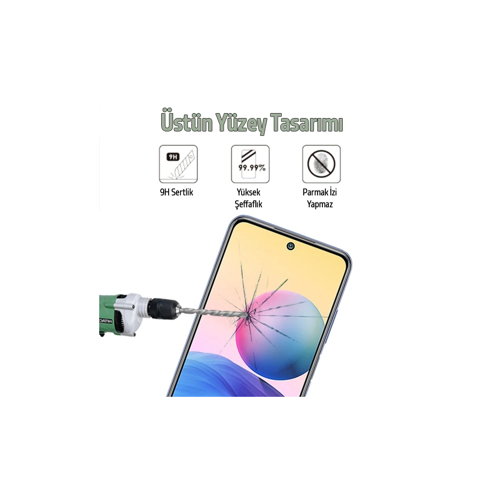 Xiaomi Redmi Note 10 Full Glue Full Kaplama Tempered Cam Ekran Koruyuc
