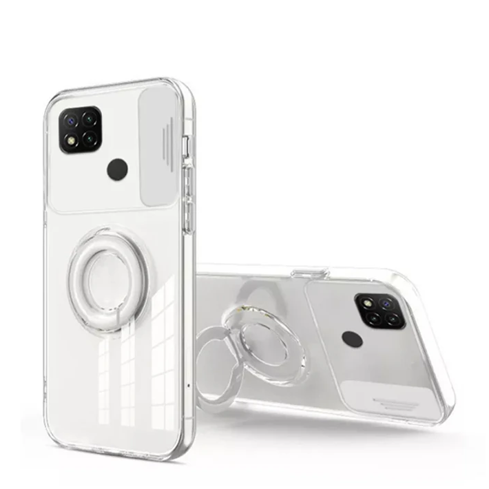 ALLY Xiaomi Redmi 9C Kılıf Sürgülü Kamera Lens Korumalı Yüzük Standlı 
