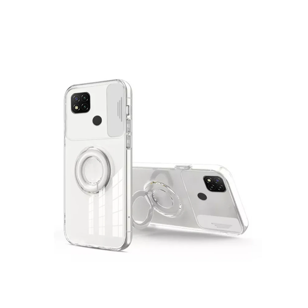 ALLY Xiaomi Redmi 9C Kılıf Sürgülü Kamera Lens Korumalı Yüzük Standlı 