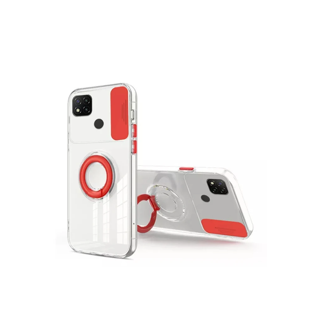 ALLY Xiaomi Redmi 9C Kılıf Sürgülü Kamera Lens Korumalı Yüzük Standlı 