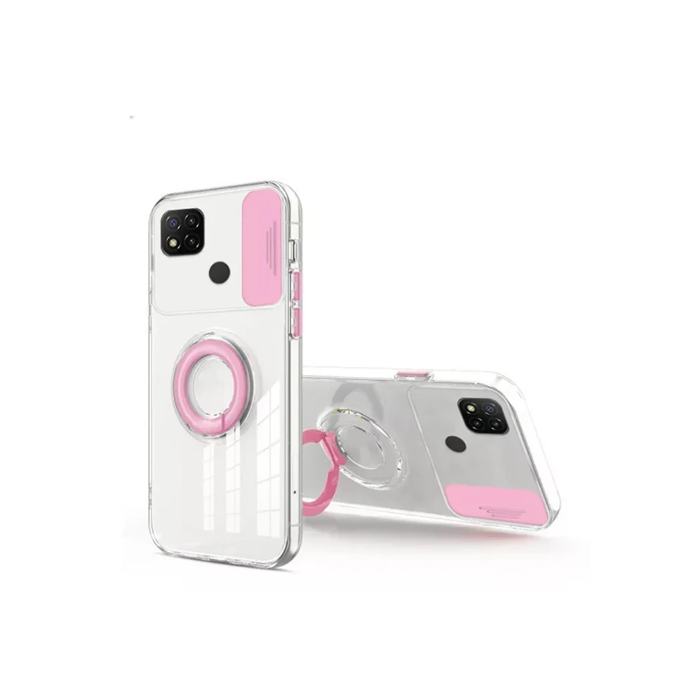 ALLY Xiaomi Redmi 9C Kılıf Sürgülü Kamera Lens Korumalı Yüzük Standlı 