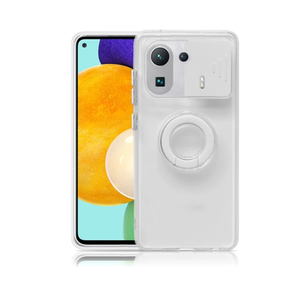 Ally Xiaomi Mi 11 Pro Kılıf Sürgülü Kamera Lens Korumalı Yüzük Standlı