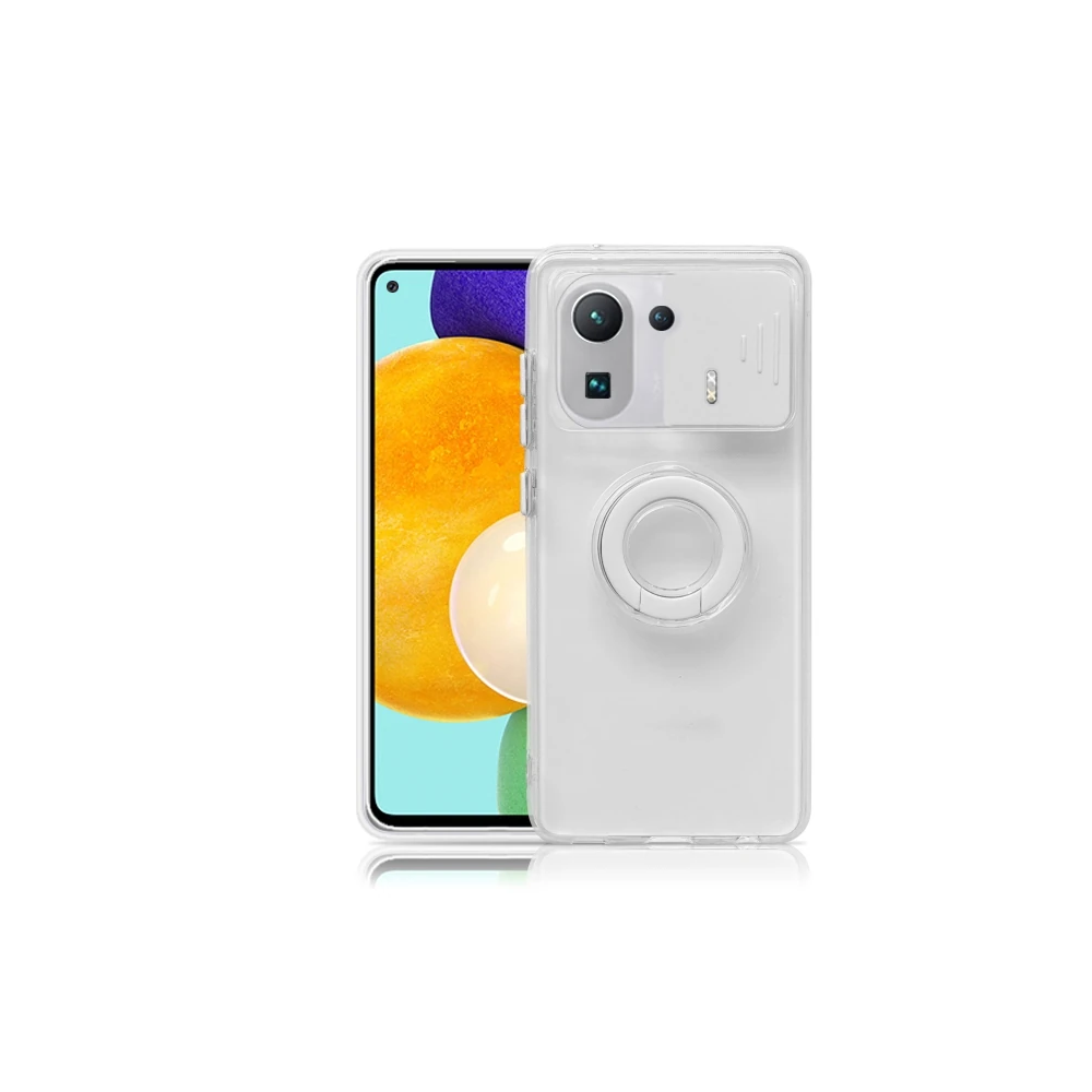 Ally Xiaomi Mi 11 Pro Kılıf Sürgülü Kamera Lens Korumalı Yüzük Standlı