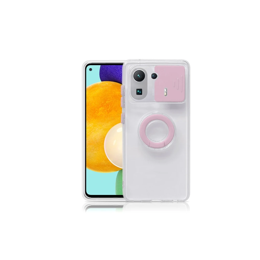 Ally Xiaomi Mi 11 Pro Kılıf Sürgülü Kamera Lens Korumalı Yüzük Standlı