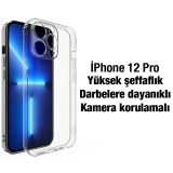 Ally iPhone 12 Pro 6.1inç Kılıf Kamera Korumalı Ultra İnce Şeffaf Sili