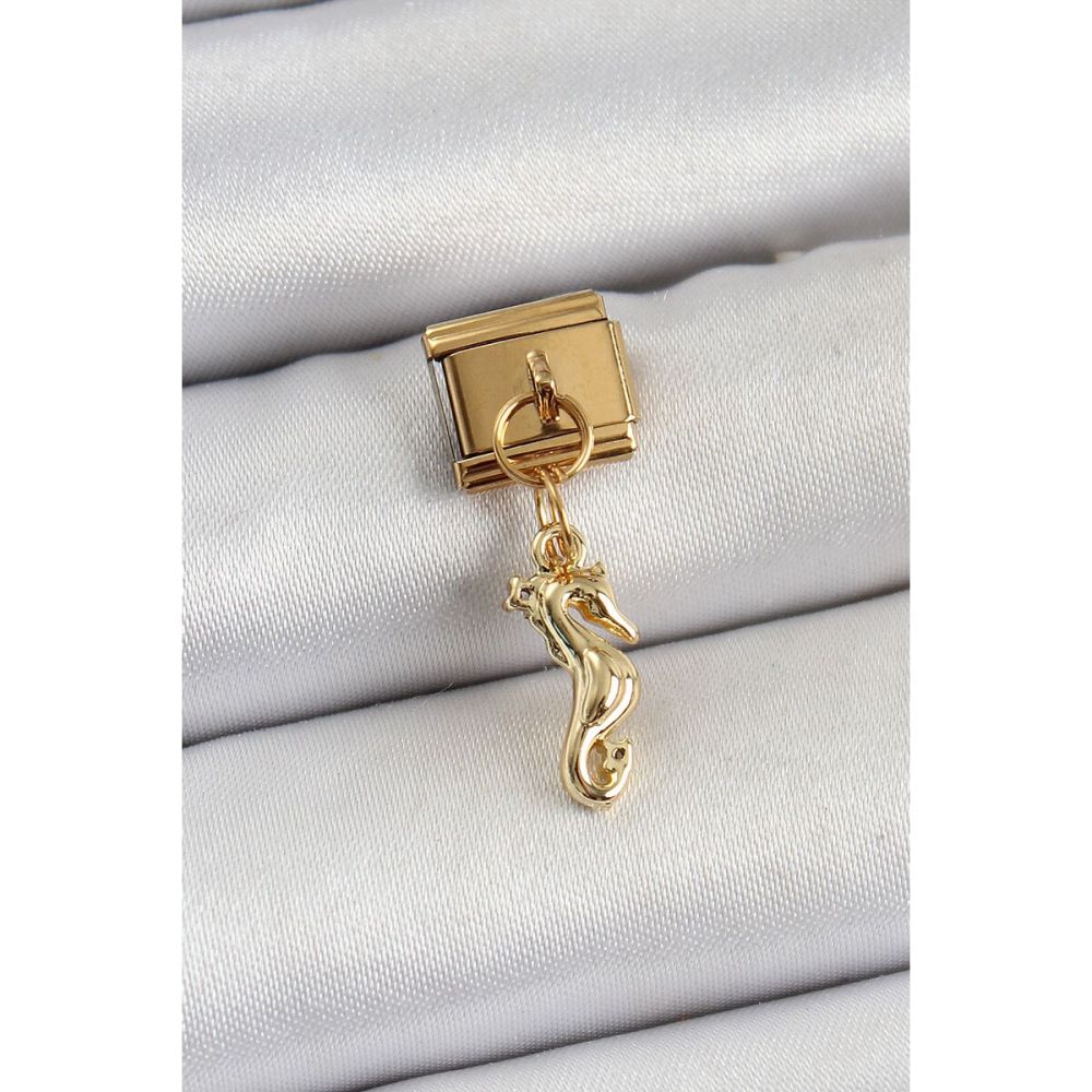 316L Çelik Sallantılı Deniz Atı Model Gold Renk Nomination Charm