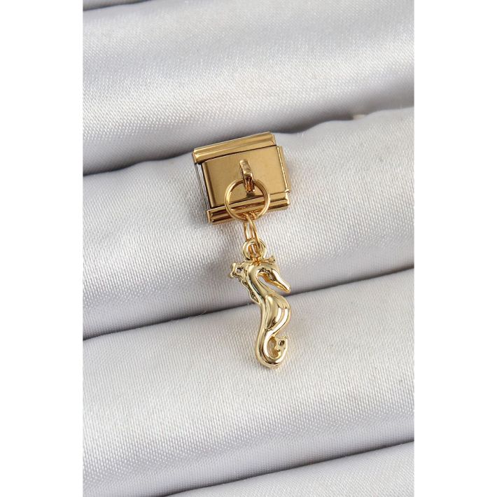 316L Çelik Sallantılı Deniz Atı Model Gold Renk Nomination Charm
