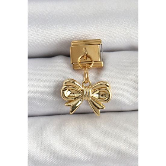 316L Çelik Sallantılı Fiyonk Model Gold Renk Nomination Charm
