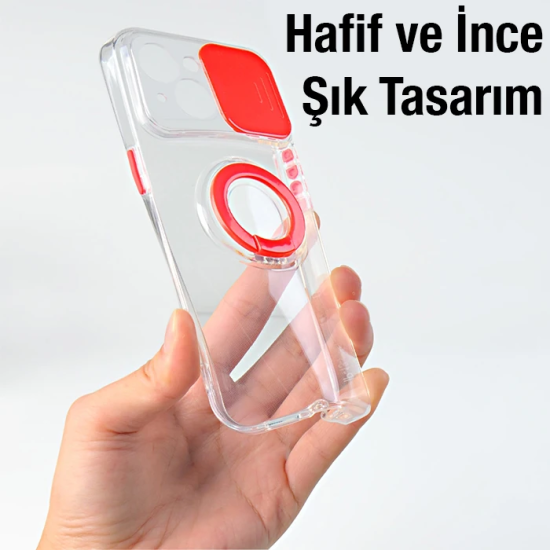 Ally iPhone 13 Mini 5.4inç Kılıf Sürgülü Kamera Lens Korumalı Yüzük St