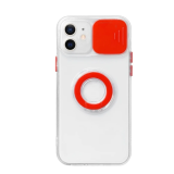 Ally iPhone 12 6.1inç Kılıf Sürgülü Kamera Lens Korumalı Yüzük Standlı
