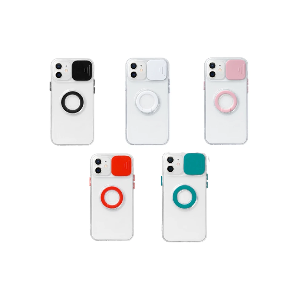 Ally iPhone 11 6.1inç Kılıf Sürgülü Kamera Lens Korumalı Yüzük Standlı