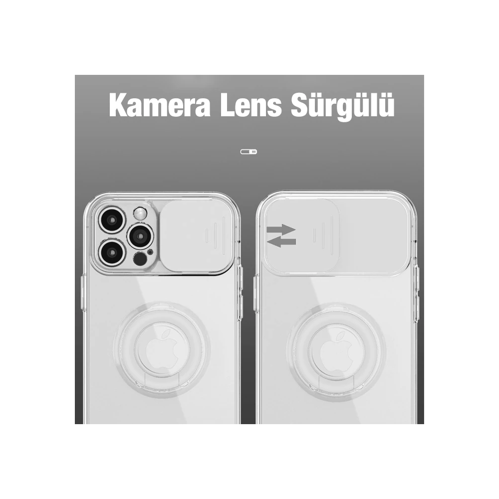Ally iPhone 11 Pro Max 6.5inç Kılıf Sürgülü Kamera Lens Korumalı Yüzük