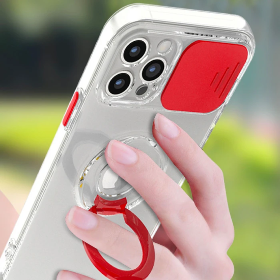 Ally iPhone 11 Pro Max 6.5inç Kılıf Sürgülü Kamera Lens Korumalı Yüzük