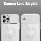 Ally iPhone 12 Pro 6.1inç Kılıf Sürgülü Kamera Lens Korumalı Yüzük Sta