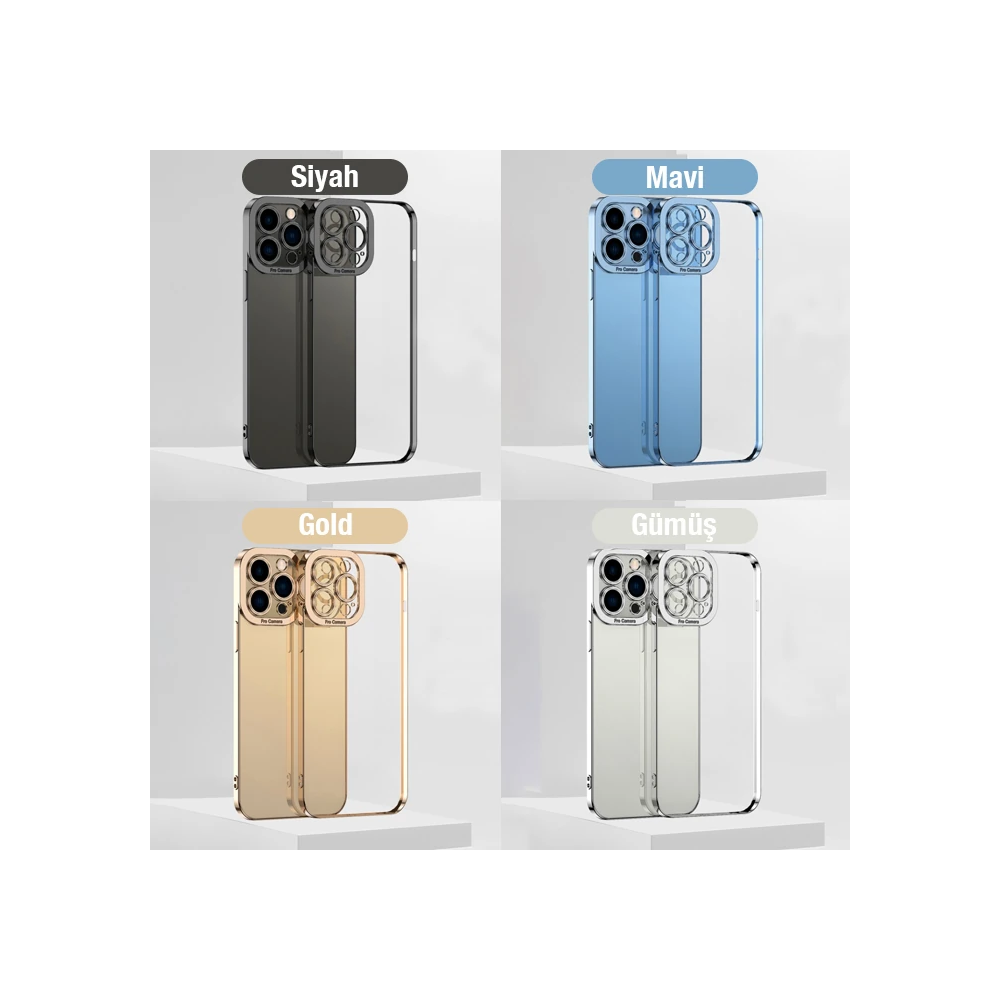 ALLY Fashion Series iPhone 12 Pro Kılıf Renkli Kenar Lazer Çerçeveli S